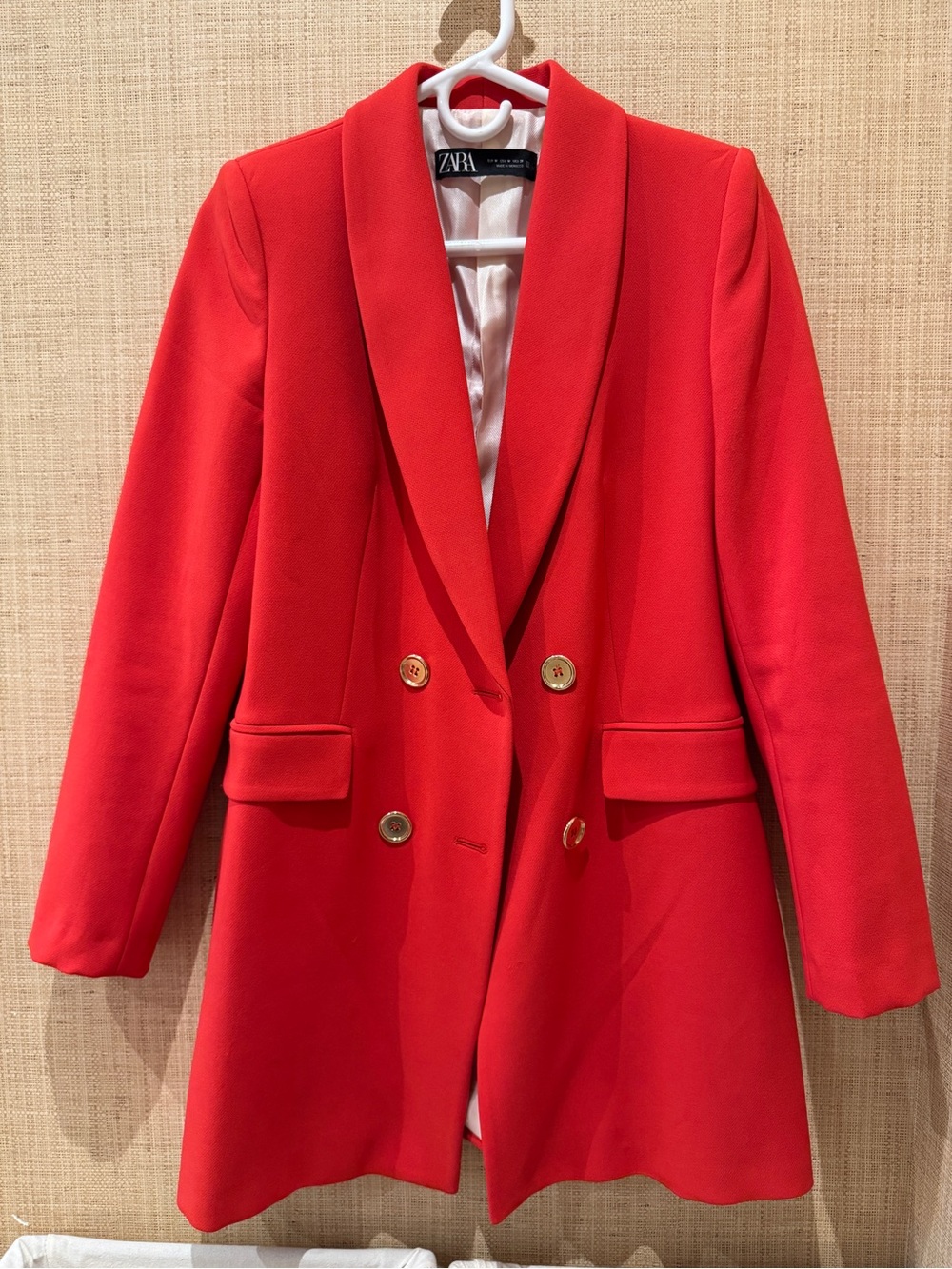 Zara Bright Red Double-Breasted Blazer